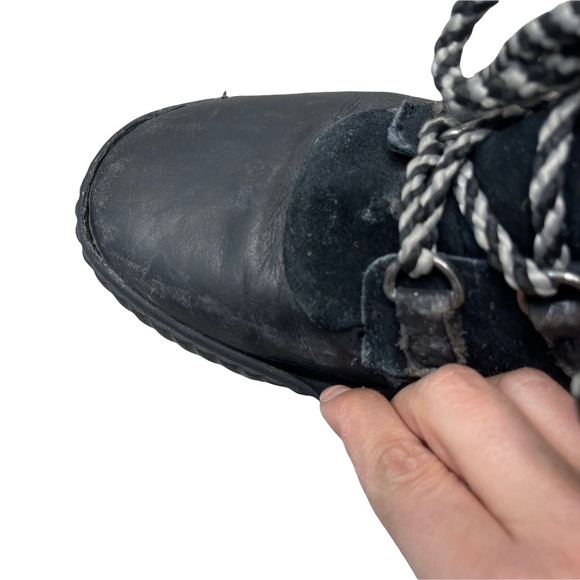 PAJAR Women's Black Leather Suede Lace Up Faux Wool Snow Winter Boots -30c 10 - Picture 12 of 14